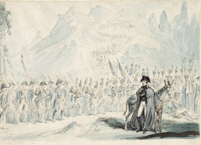 Wellington in de Pyreneeën met zijn muilezel door Isaac Robert Cruikshank
